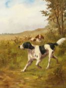 Willman (19th/20th century) British, Two dogs in a landscape, oil on canvas, signed, 14