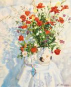 Yusif Tali (b.1960) Russian, 'Wildflowers And Butterfly', signed oil on board, 16