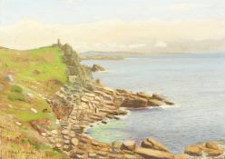 Robert Morson Hughes (1873-1953) British, A view of a rocky coastline, oil on board, signed, 10