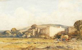 Alexander Caruthers Gould (1870-1948), 'Haymaking by Ruined Castle', exhibited at the R. A. 1899,