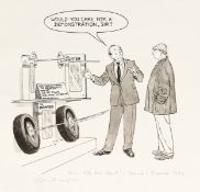 Patrick Wright (b. 1945). 'Would you Care for a Demonstration Sir', pen & ink, signed, 8.5