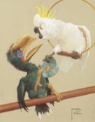 Lawson Wood (1878-1957) British, 'A Cross-Word Competition', A scene of two birds squabbling over