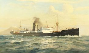 Arthur James Wetherall Burgess (1879-1957) British, A steamship in choppy waters, oil on canvas,