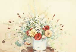 C. Horvath (20th century), A still life of mixed flowers in a glass vase, signed and dated '1939',