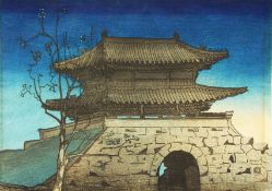 Circle of Elizabeth Keith, 'To Dai Mon (East Gate) South Korea' colour woodblock, artist seal,