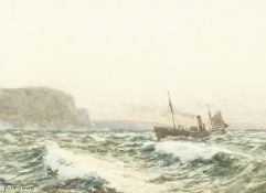Augustus Morton Hely Smith (1862-1941) British, steamship off the coast, watercolour, signed, 10