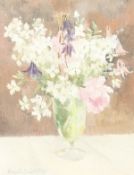 Angela Burfoot (1934-2006) British, flowers in a wine glass, oil on board, signed and dated, 9.5