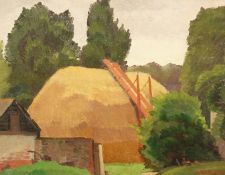 Frank Runacres (1904-1974) British, A view of farm buildings, oil on panel, signed, 10