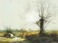 Peter Newcombe (20th century) British, 'Sulgrave Evening ', A Northamptonshire landscape,