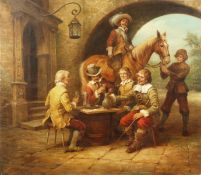 Curt A. Landwehr (1920-1988) German, A scene of gentlemen drinking outside a tavern, oil on