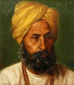 Early 20th Century Indian School, A Study of a man in a turban, oil on board, signed with initials