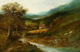 Edward Nevil (late 19th century) British, a pair of oil on canvas paintings of scenes of cottages by