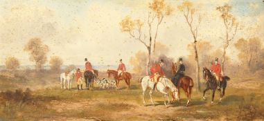 Attributed to Rudolph Stone, a pair of hunt scenes, oil on mahogany panel, in fine gilt