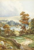 James Jackson Curnock (1839-1892) British, A View across the mountain lake, watercolour, signed, 10