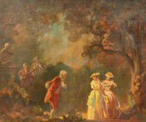 Ernest Waldron West (1904-1994) British, A scene of elegant figures in a parkland setting, oil on
