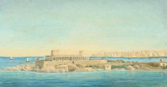 W. Hartman (20th century) Maltese, a view of the Dragonara Casino Malta, signed and dated and
