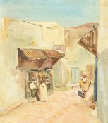 Attributed to James Herbert Snell (1861-1935) British, A North African street scene, inscribed verso