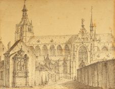 A study of a cathedral, ink & wash, unframed, 6