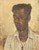 Parimal Roy (20th century) Indian, A head study of a young man, oil on canvas, signed, 20