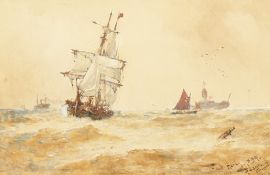 Thomas Bush Hardy (1842-1897) British, 'Off of South Foreland', Vessels in choppy waters,