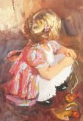 Dianne Flynn (b. 1939) British, 'Ruby with Toy Duck', a study of a young girl playing with a toy