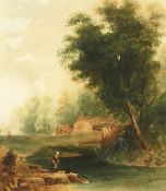 B. Williams Leader (20th century) British, A country scene with a female figure in the foreground