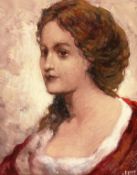 Ernest Faut (1879-1961) Belgian, a bust length study of a young lady, oil on canvas, signed, 8