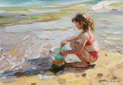 Alexander Averin (b.1952) Russian, 'In The Wet Sand', oil on board, signed, 7