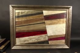 Linda Kall (20th century) American, an untitled abstract with gold silver black and maroon, mixed