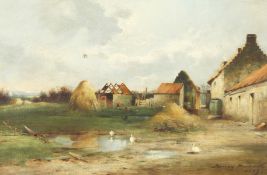 Murray McDonald (19th century) British, A farmyard scene with ducks, oil on canvas, signed, with