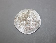 SILVER ISLAMIC COIN - sasanian kings Khosrow II (590-628) AR Drachm, Mint GY. Date 2, Weight : 4,