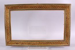 A 19TH CENTURY VIZAGAPATAM PERISAN INLAID FRAME, 45cm x 29cm .