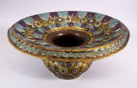 A 19TH CENTURY ISLAMIC ENAMEL KASHMIRI BASIN, decorated with roundel of formal floral design, 46cm