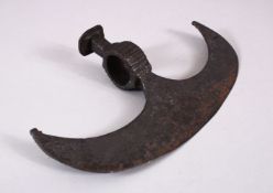 A 15TH / 16TH OTTOMAN STEEL AXE HEAD, 12cm x 18cm.