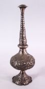 A 19TH CENTURY INDIAN SILVER ROSE WATER SPRINKLER, 25cm high .