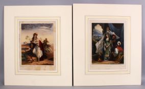 TWO 19TH / 20TH CENTURY ISLAMIC SUBJECT HAND COLOURED PRINTS, One titled 