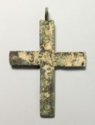 A LARGE ROMAN METAL CROSS. 16cms long.