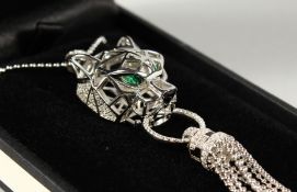 A SILVER PANTHER NECKLACE in the Cartier style.