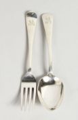 A SILVER DESSERT SPOON AND FORK, Mappin & Webb, Sheffield 1909.
