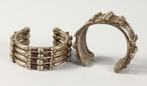 TWO ISLAMIC SILVER METAL BANGLES.