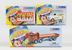CORGI CHIPPERFIELDS CIRCUS SET OF THREE, Advance Booking Van, ERF 8 Wheel Truck and Set of 6 Figures