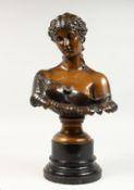 A. G. SCHAEFFER & WALKER, BERLIN A GOOD BRONZE BUST of a young lady, on a socle base with ebonised