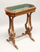 A SHERATON REVIVAL MAHOGANY AND INLAID JARDINIERE, rectangular top with rounded ends, removable