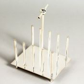 A SILVER PLATED CHRISTOPHER DRESSER DESIGN TOAST RACK.