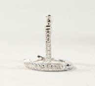 A GOOD PAIR OF 18CT WHITE GOLD DIAMOND SET HALF HOOP EARRINGS.