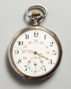 A ZENITH SILVER POCKET WATCH.