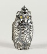 A SILVER PLATED OWL DOUBLE SOVEREIGN CASE.