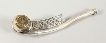 A CAST SILVER BOSUN'S WHISTLE.