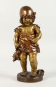 JUAN CLARA (1875-1958) SPANISH A GOOD SMALL BRONZE of a standing young girl. 8.5ins high.