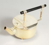 A CHRISTOPHER DRESSER DESIGN CIRCULAR SHAPED TEAPOT.